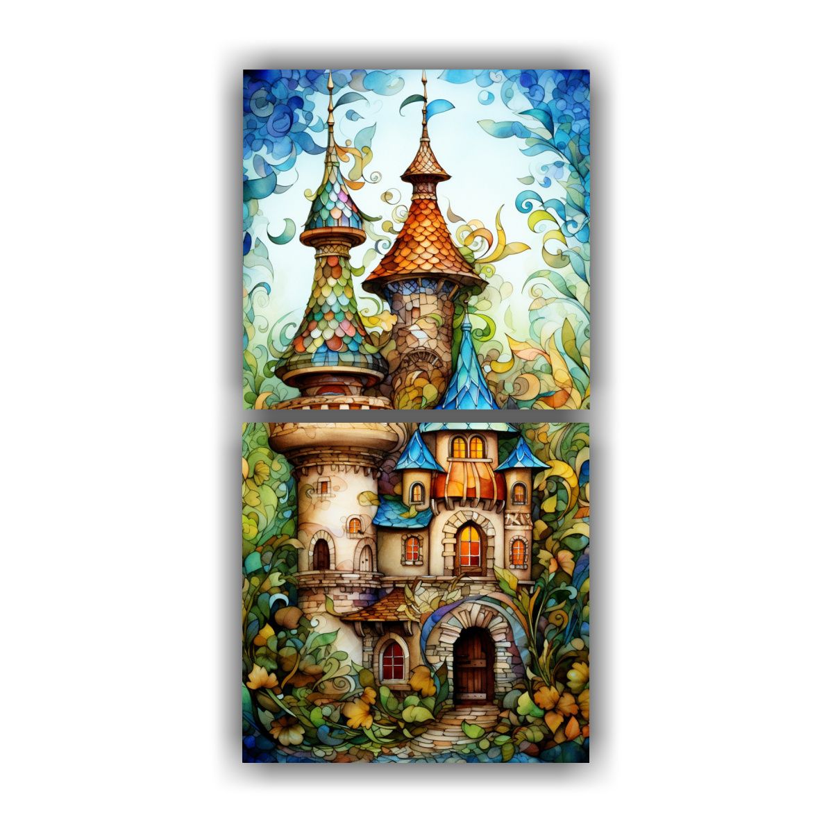 GENERICO - Cuadro De Dibujo De Un Castillo Medieval En 80x160 Cm