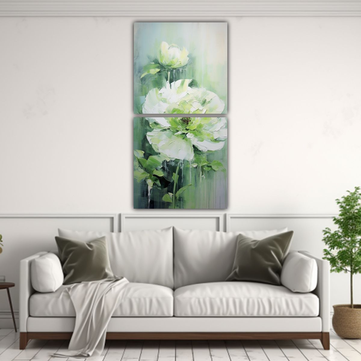 GENERICO - Pintura Estética De Dos Cuadros De Peonías 70x140 Cm