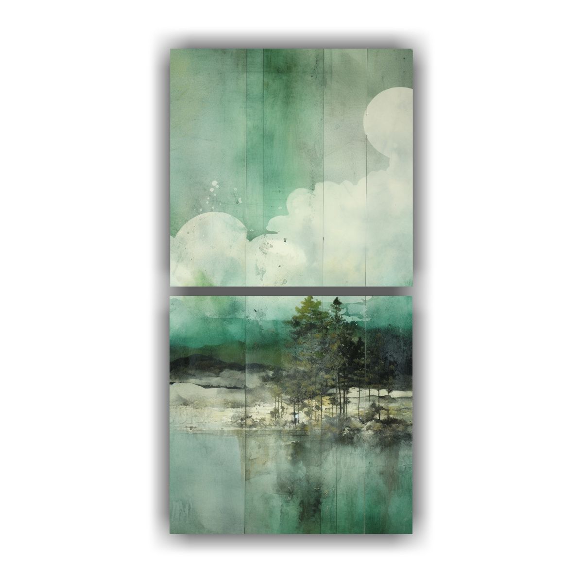 GENERICO - Conjunto De Pinturas Abstractas En Bastidor Con 70x140 Cm