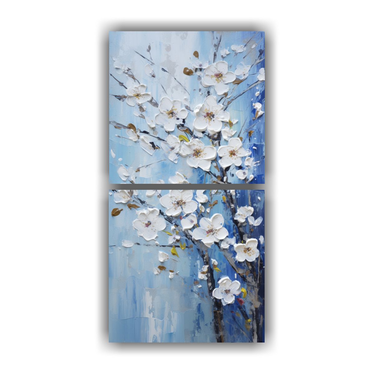 GENERICO - Pintura Abstracta De Cerezos Azules En Lienzo 80x160 Cm