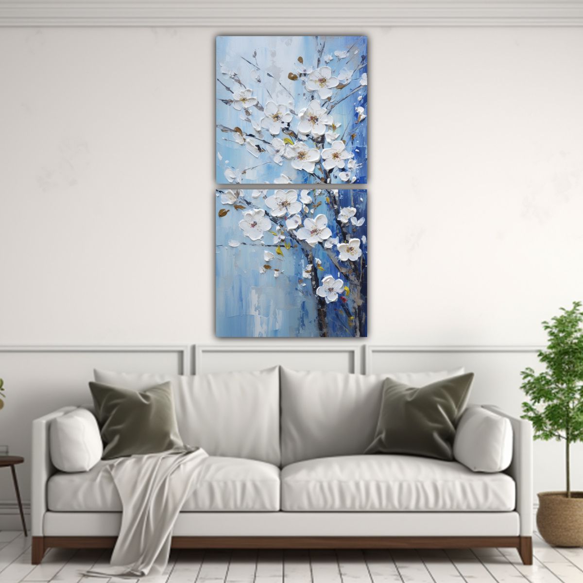 GENERICO - Pintura Abstracta De Cerezos Azules En Lienzo 80x160 Cm