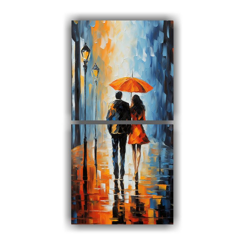 GENERICO - Cuadro Londres Romántico Parejas Caminando Juntas 70x140 Cm