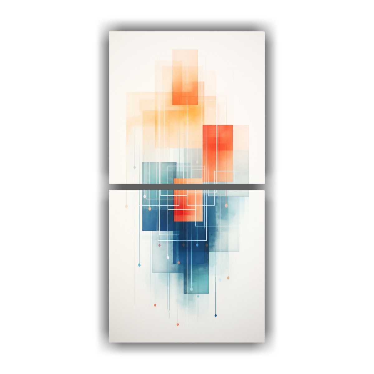 GENERICO - Conjunto De 2 Lienzos Tonos Geométricos Simples 70x140 Cm