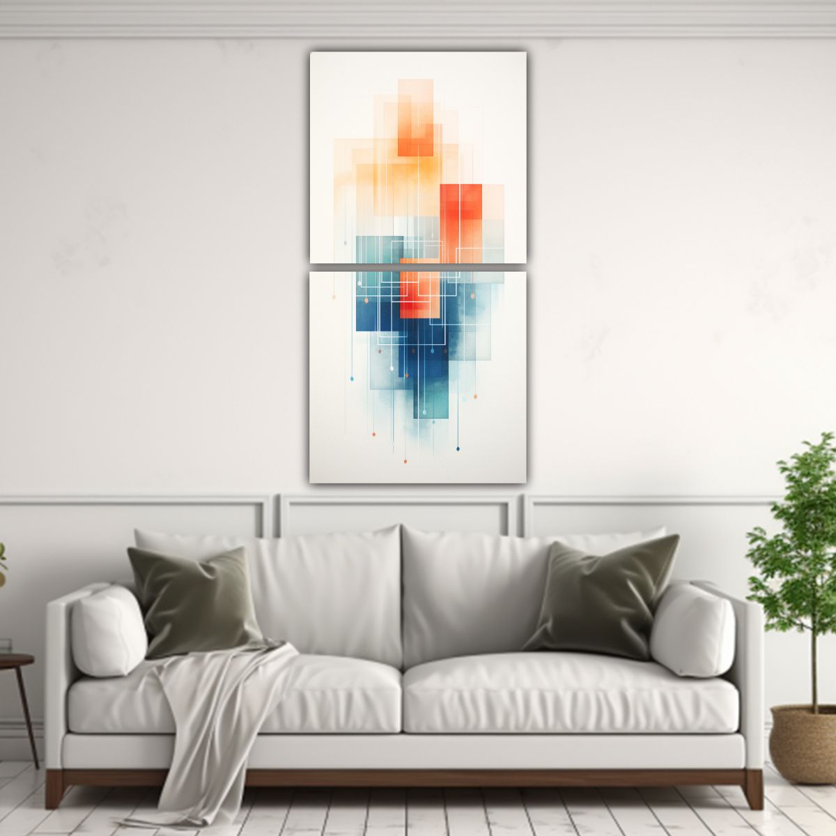 GENERICO - Conjunto De 2 Lienzos Tonos Geométricos Simples 70x140 Cm