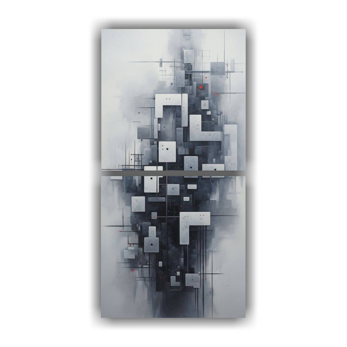 GENERICO - Conjunto 2 Cuadros Abstractos Calidos Urbano En 80x160 Cm