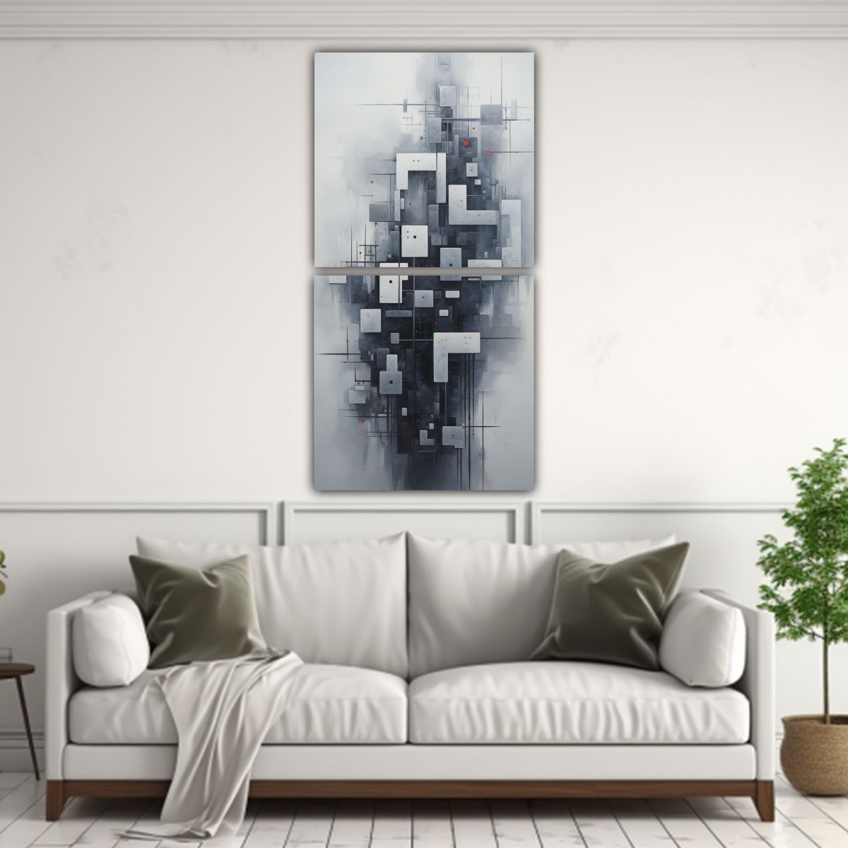 GENERICO - Conjunto 2 Cuadros Abstractos Calidos Urbano En 80x160 Cm