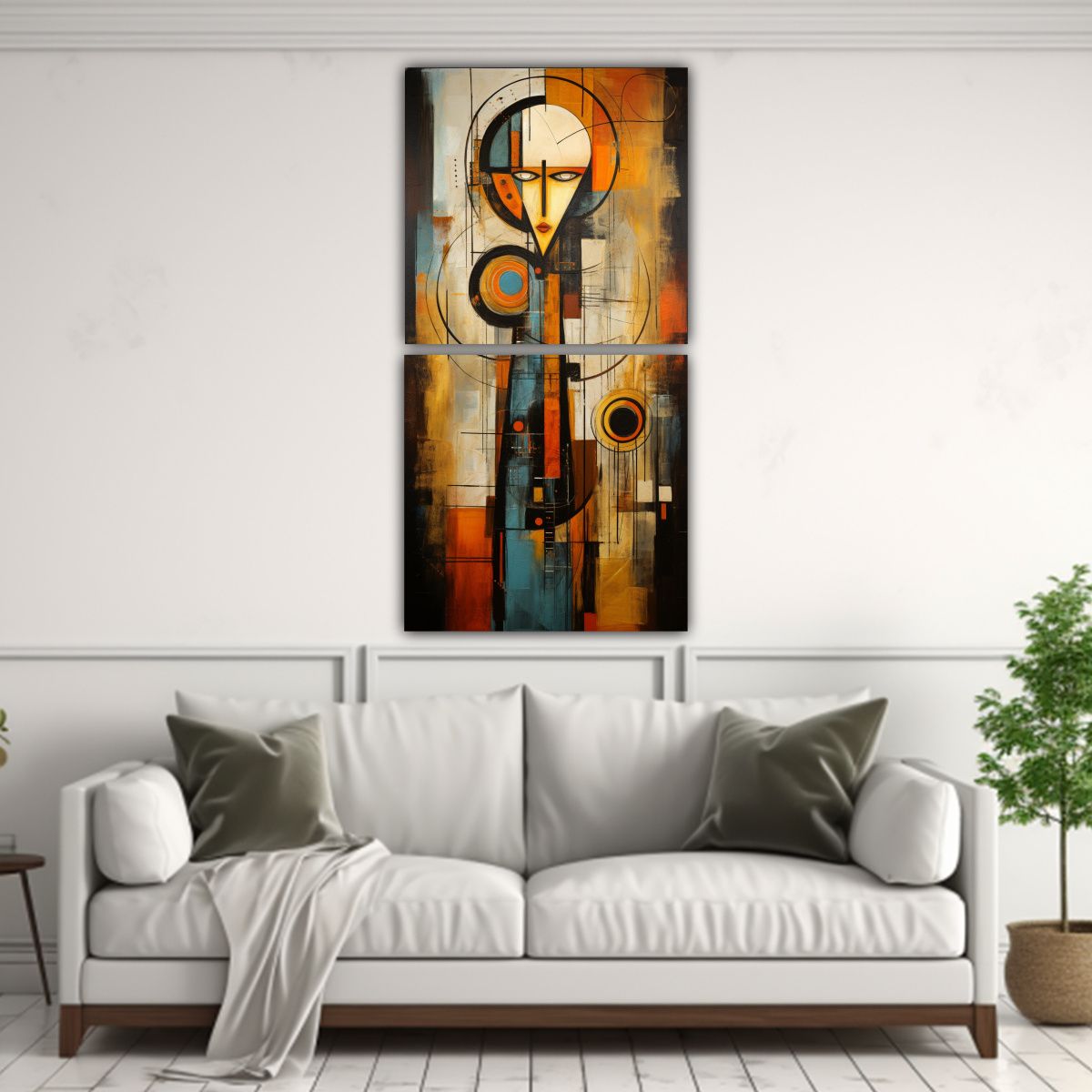 GENERICO - Cuadros Acuarela Abstracta Simétrica Para 70x140 Cm