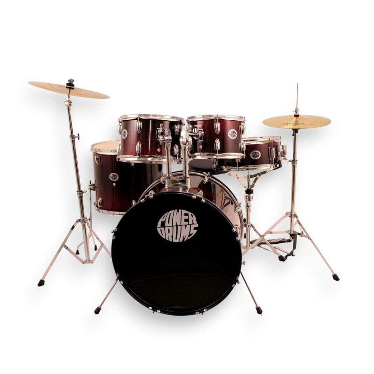 POWERDRUMS - Set De Batería Acústica PowerDrums CPJ-5 FKR - Rojo