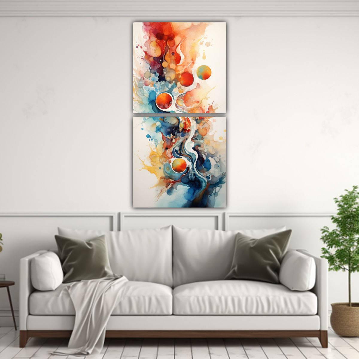 GENERICO - Cuadros Impreso Armonía De Colores Acuarelas 80x160 Cm