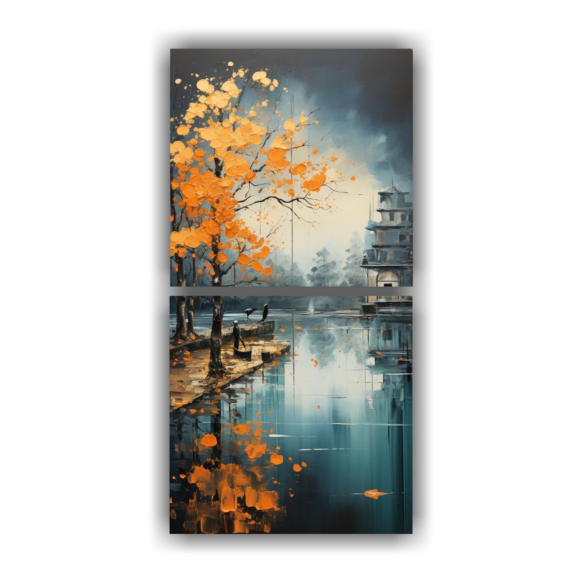 GENERICO - Cuadro Abstracto Moderno De árboles En Plata Y 70x140 Cm