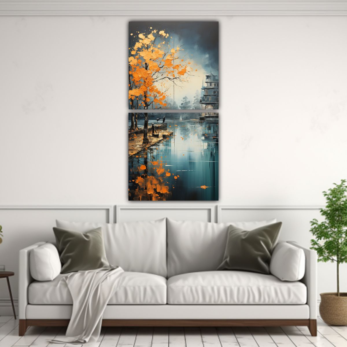 GENERICO - Cuadro Abstracto Moderno De árboles En Plata Y 70x140 Cm