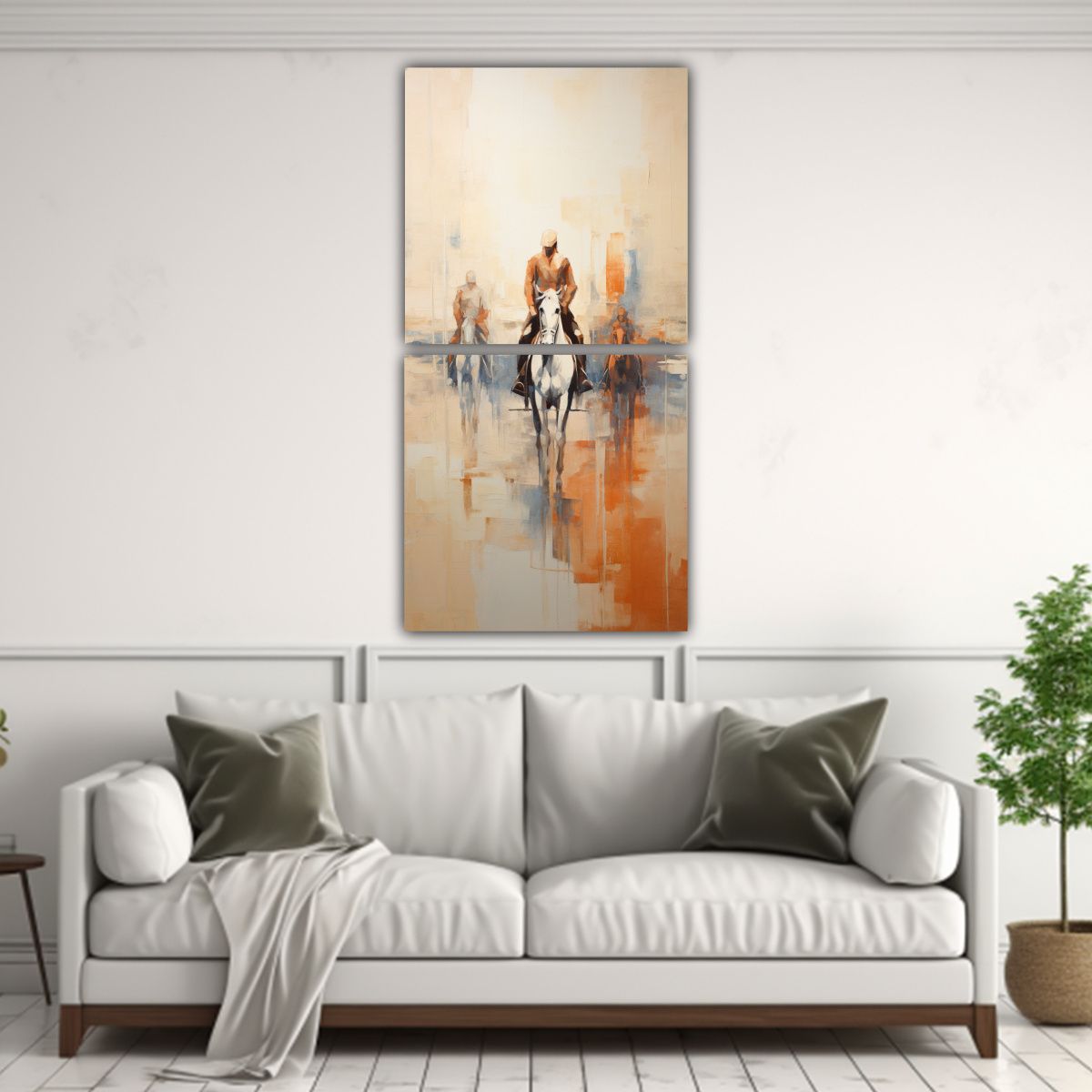 GENERICO - Pintura Abstracta De Personas A Caballo En La 70x140 Cm