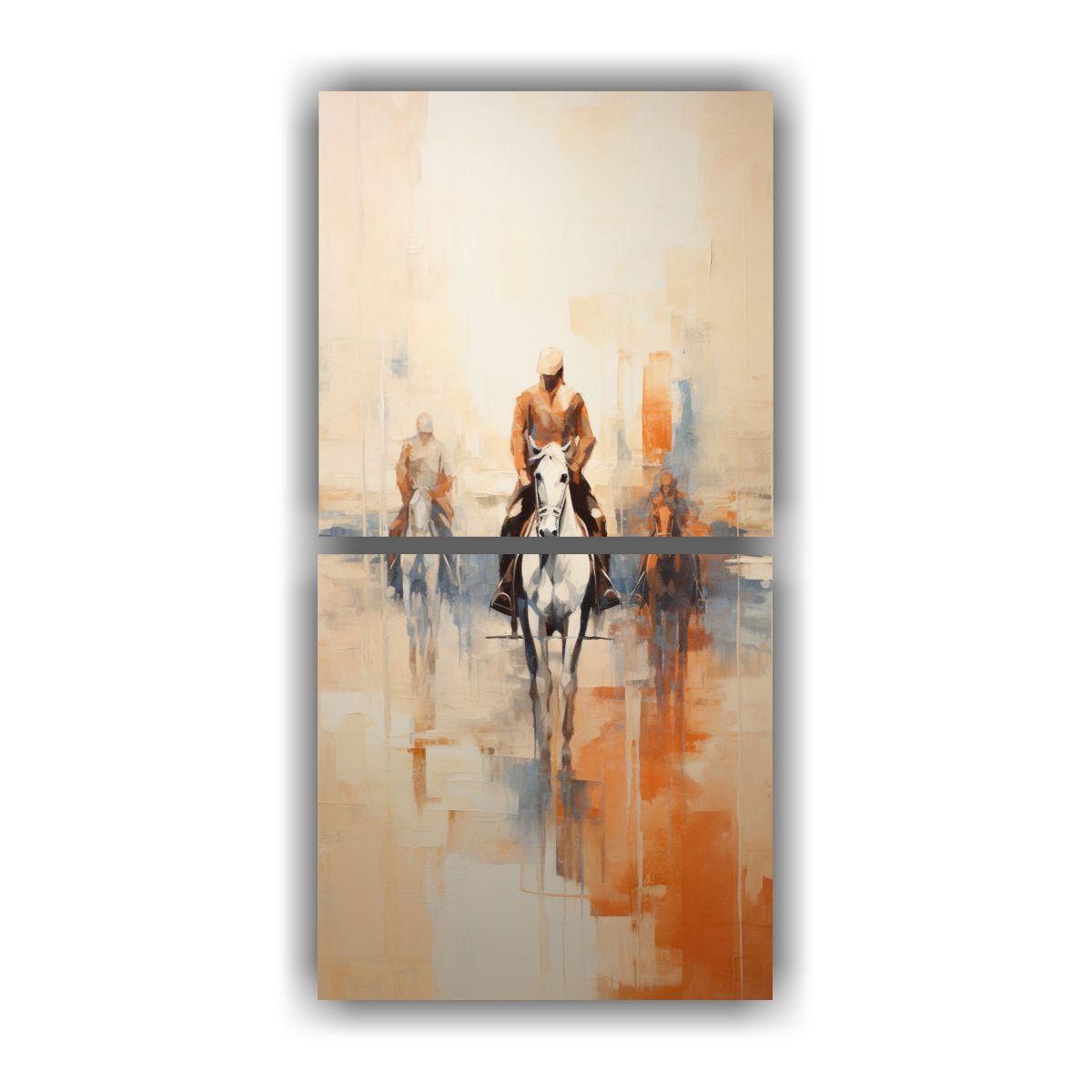 GENERICO - Pintura Abstracta De Personas A Caballo En La 80x160 Cm