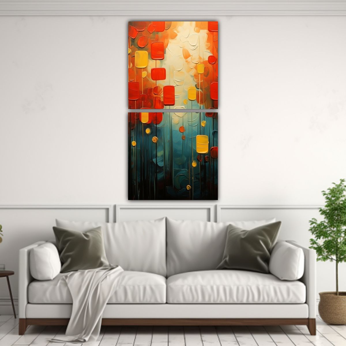 GENERICO - Cuadros Dibujo Composición Abstracta Forestal 80x160 Cm