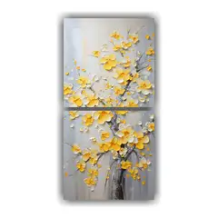 GENERICO - Pintura En Lienzo De Flores De Cerezo Amarillo 80x160 Cm
