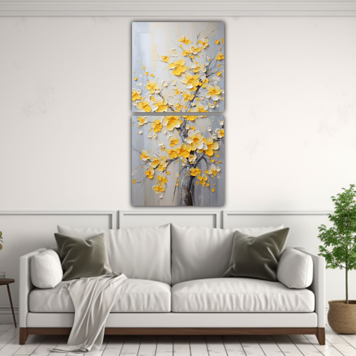 GENERICO - Pintura En Lienzo De Flores De Cerezo Amarillo 80x160 Cm
