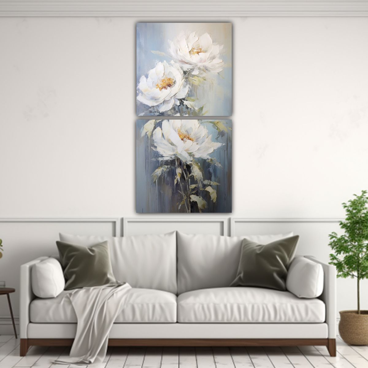 GENERICO - Sublimada PEONIAS En Lienzo Estilo Decoración De 80x160 Cm