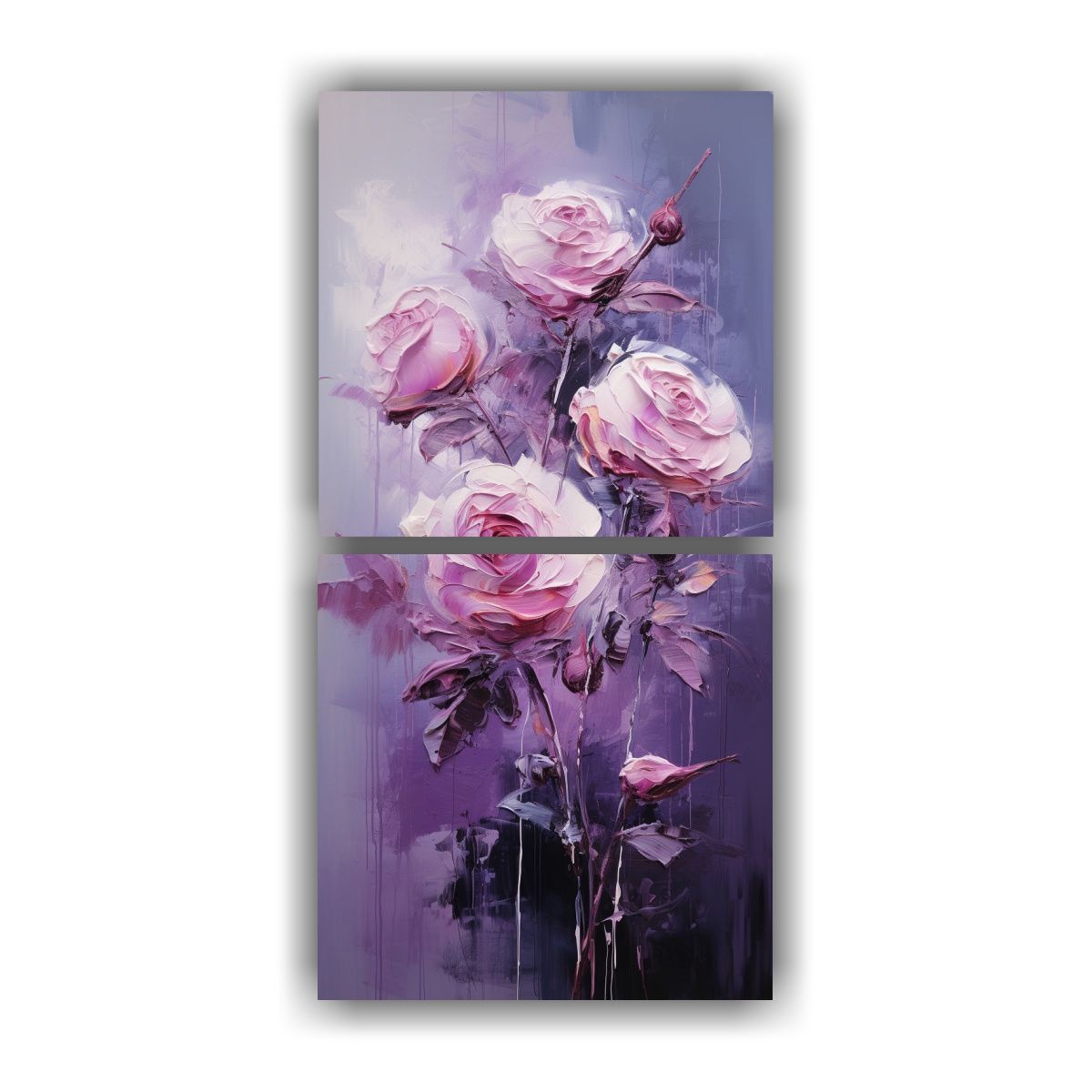 GENERICO - Cuadro De Flores Moradas En Bastidor Decoración 80x160 Cm