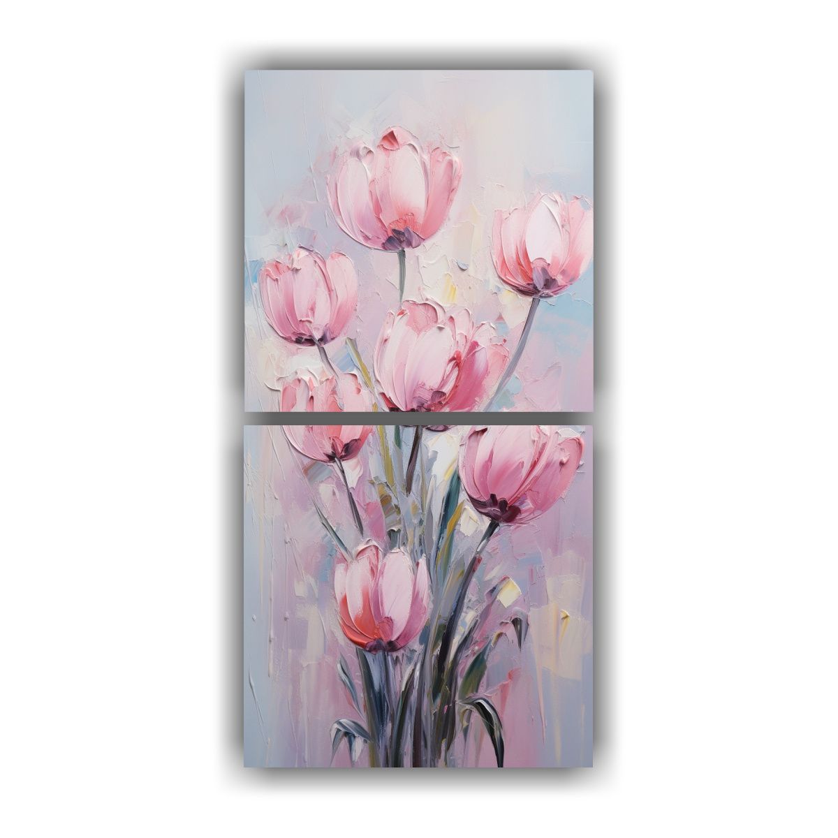 GENERICO - Pintura Innovadora De TULIPANES Rosados En Lienzo 80x160 Cm