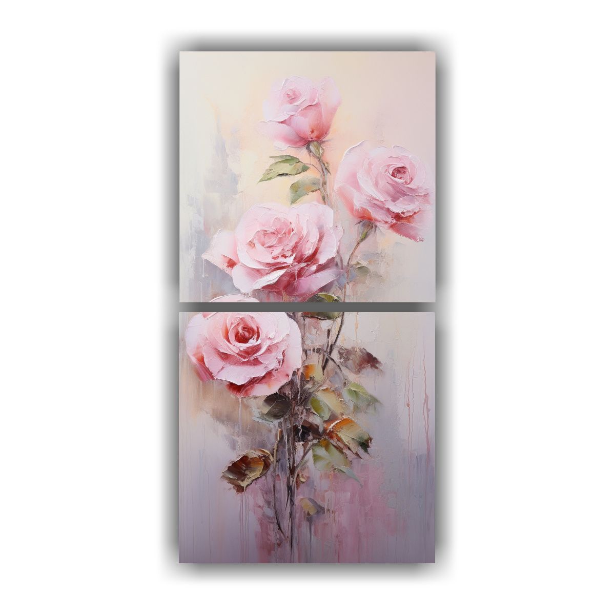 GENERICO - Pintura Multicolor De Rosas Rosadas En Lienzo 80x160 Cm