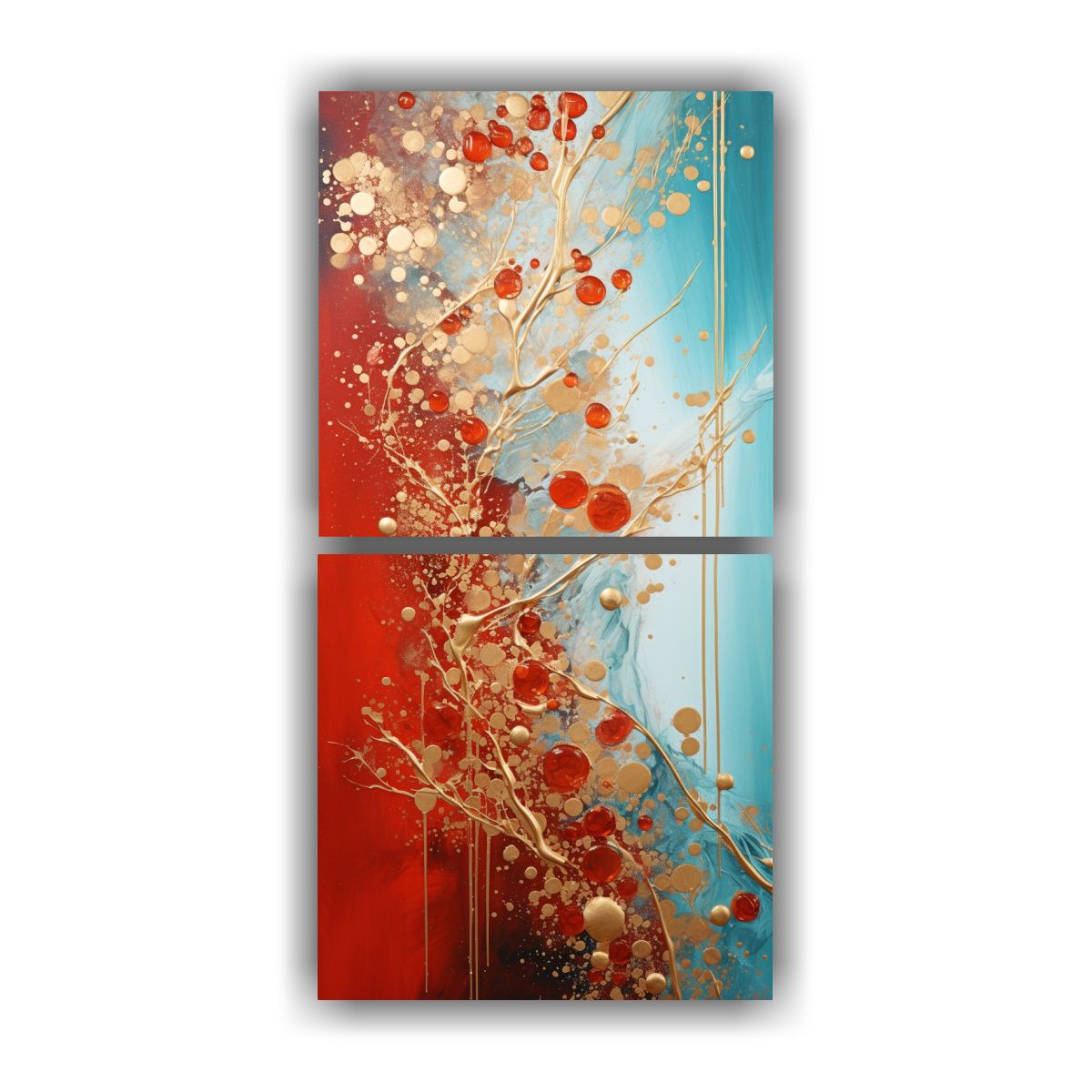 GENERICO - Pintura Decorativa Vintage En Rojo Y Dorado 70x140 Cm