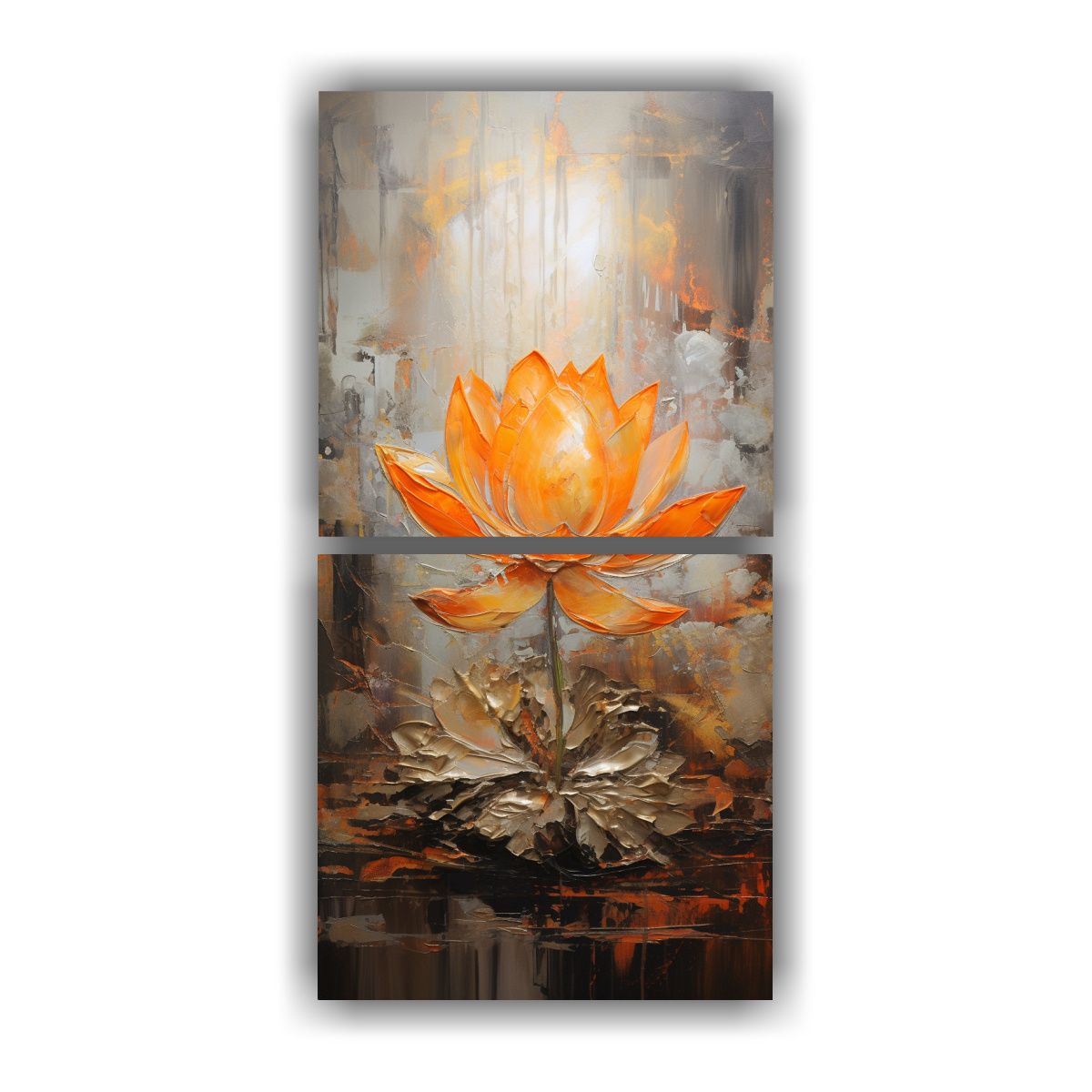 GENERICO - Pintura En Lienzo De Loto Naranja Estilo Intenso 80x160 Cm