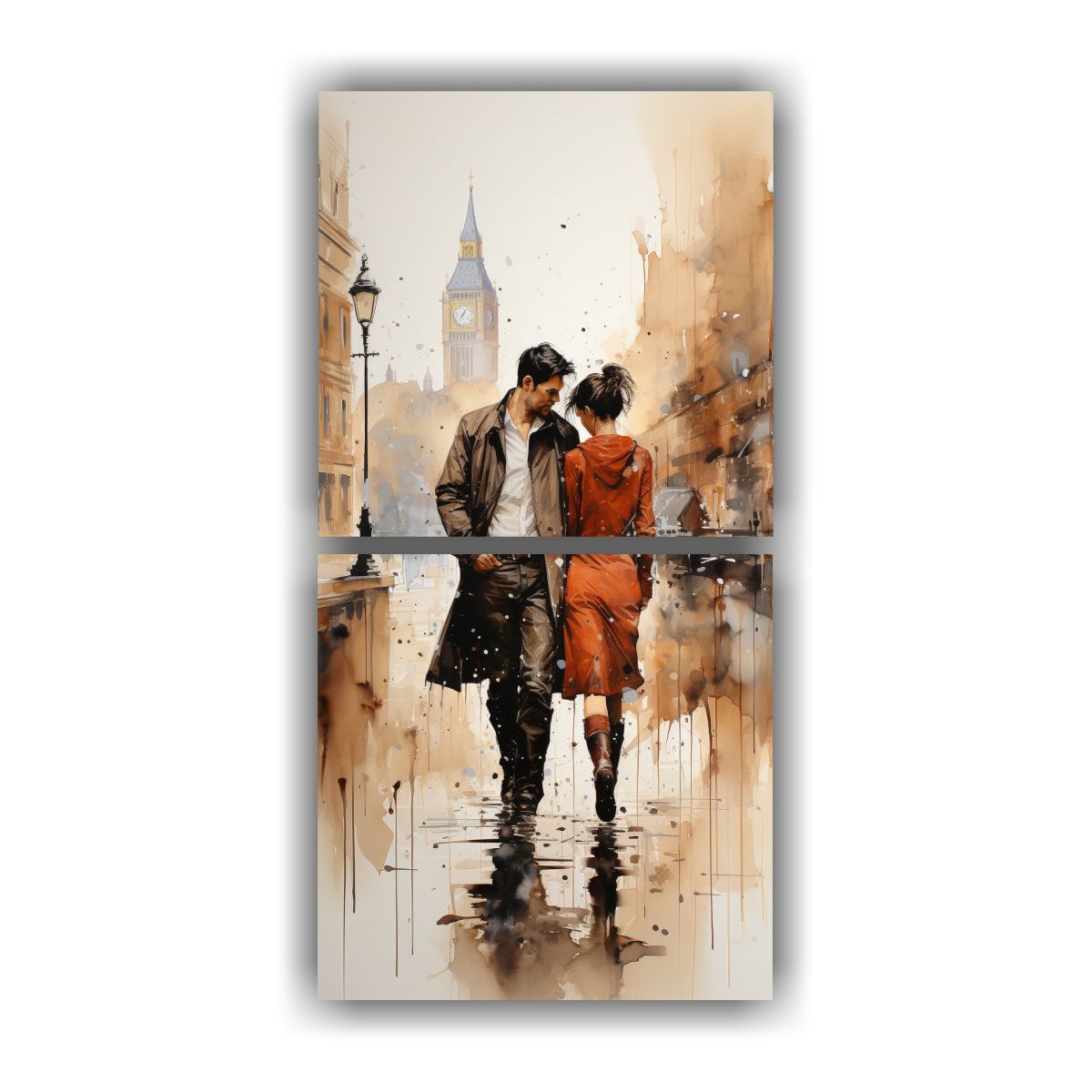 GENERICO - Cuadro Decorativo De Pareja Caminando En Puente 80x160 Cm