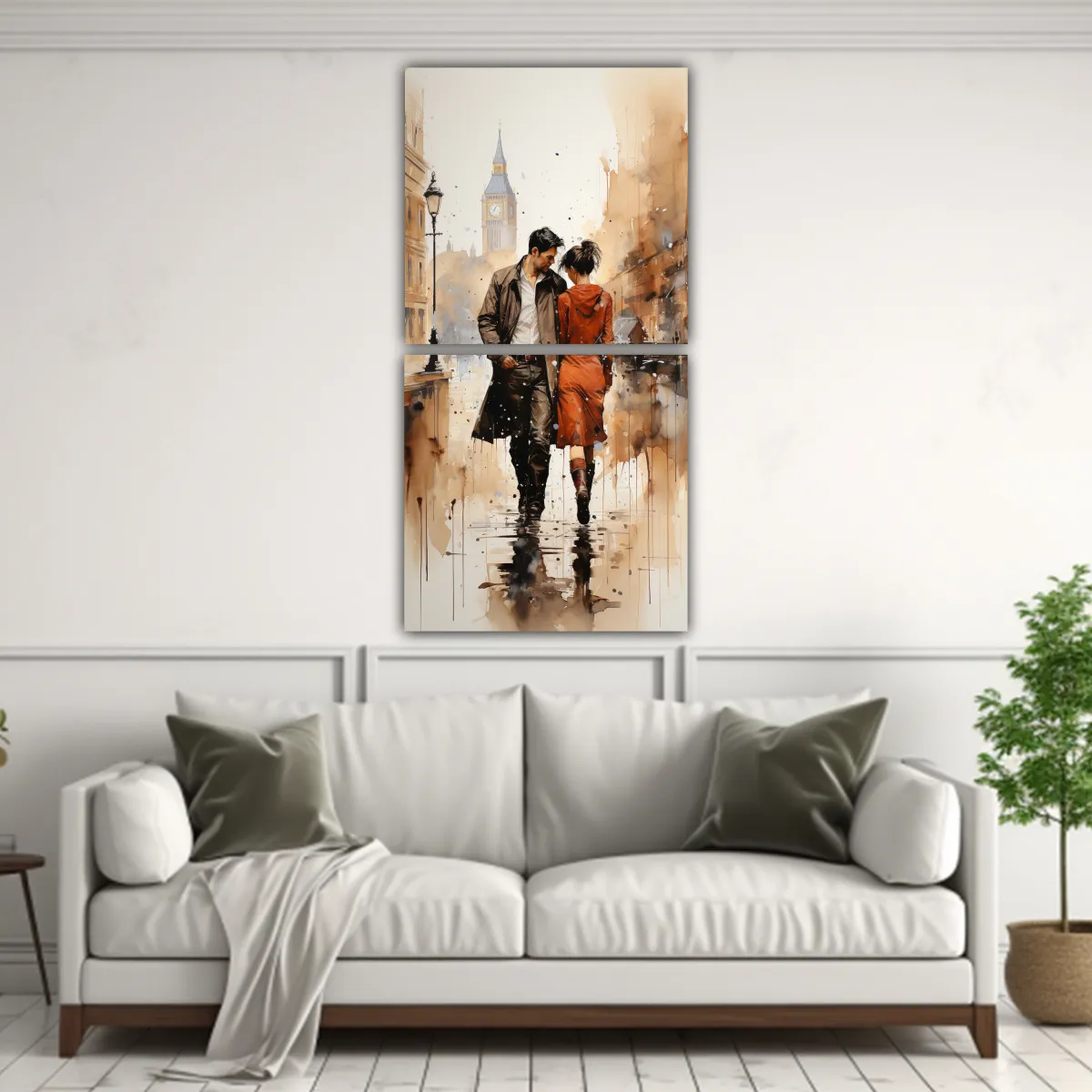 GENERICO - Cuadro Decorativo De Pareja Caminando En Puente 80x160 Cm