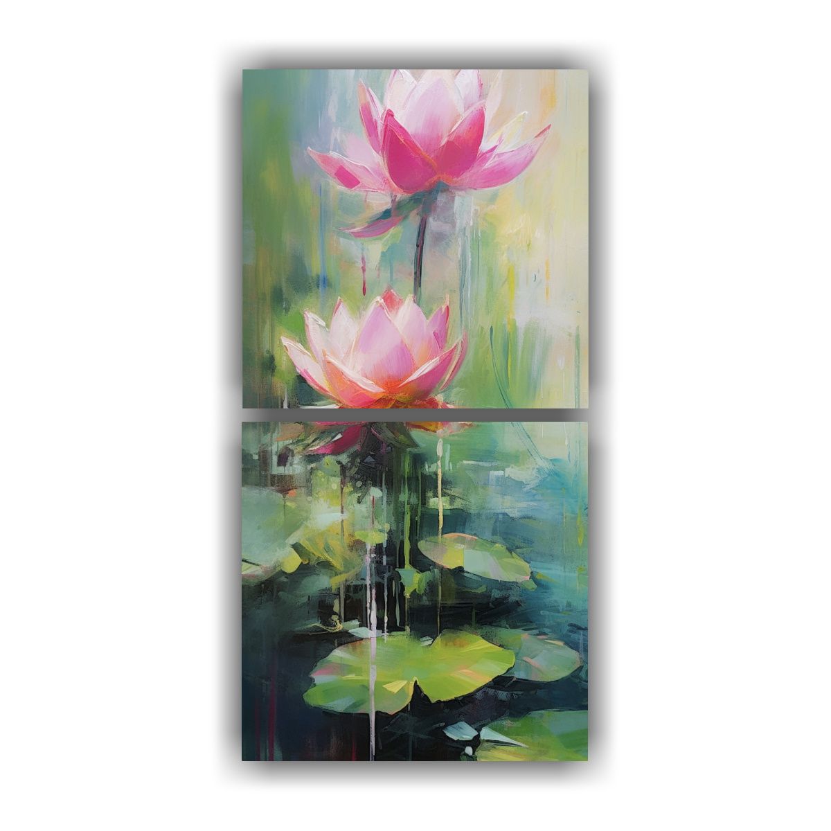 GENERICO - Cuadro De Loto En Colores Variados Diseño 80x160 Cm