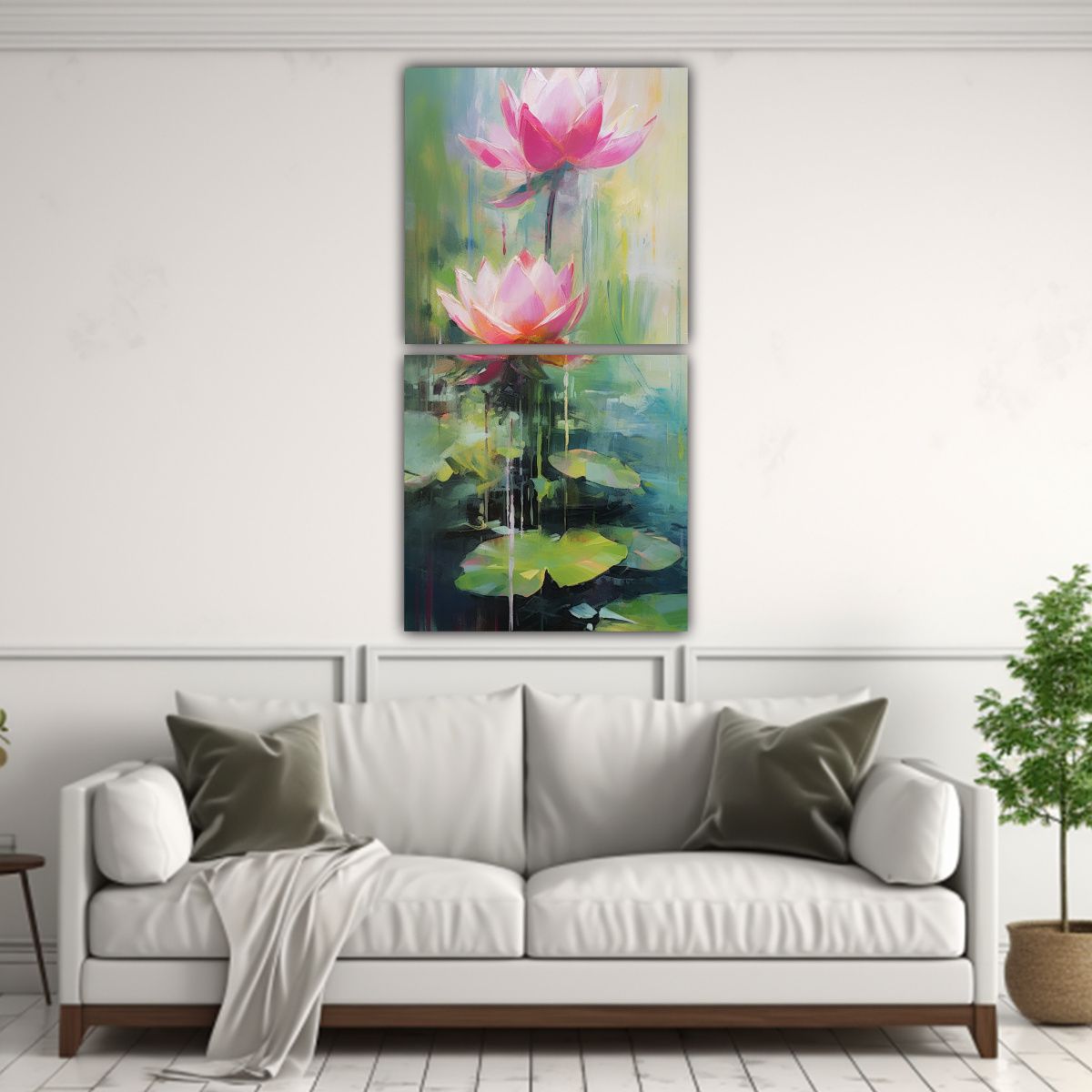 GENERICO - Cuadro De Loto En Colores Variados Diseño 80x160 Cm