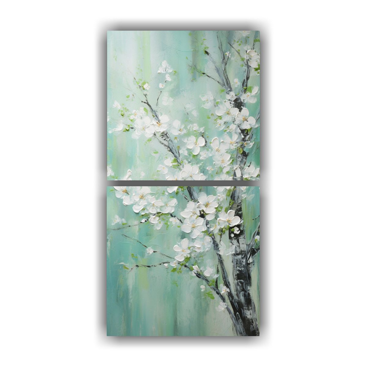 GENERICO - Cuadros Vintage De Textura De Cerezos Verdes En 80x160 Cm