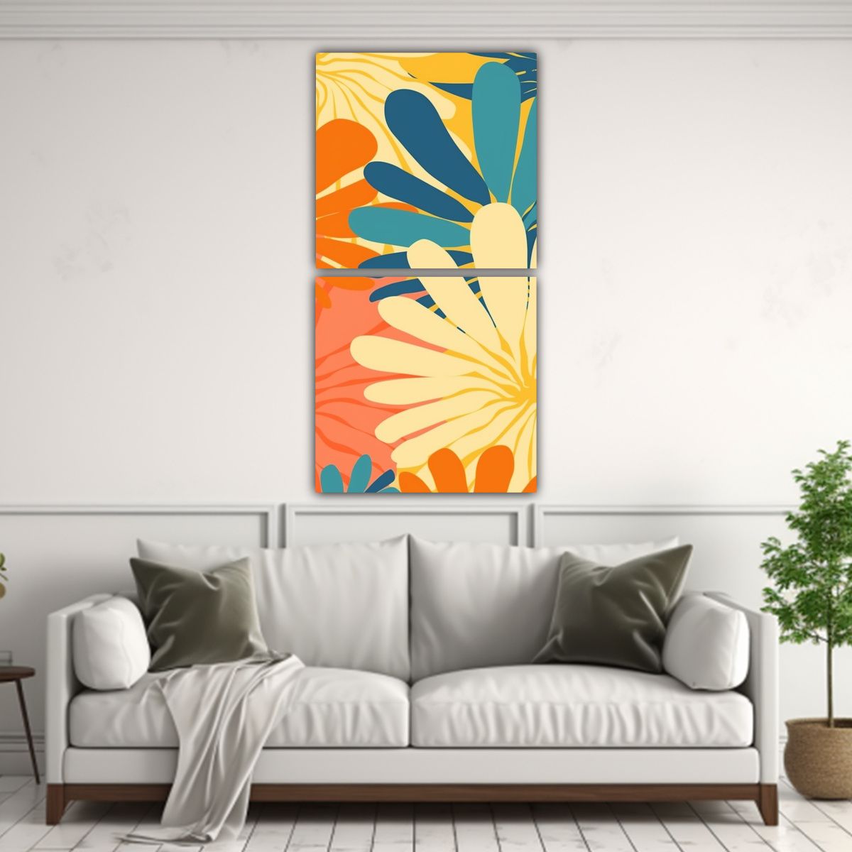GENERICO - Cuadro Abstracto Decorativo De Lienzo Con Forma 80x160 Cm