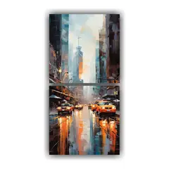 GENERICO - Díptico Moderno Linda Ruta Urbana En Distintos 70x140 Cm