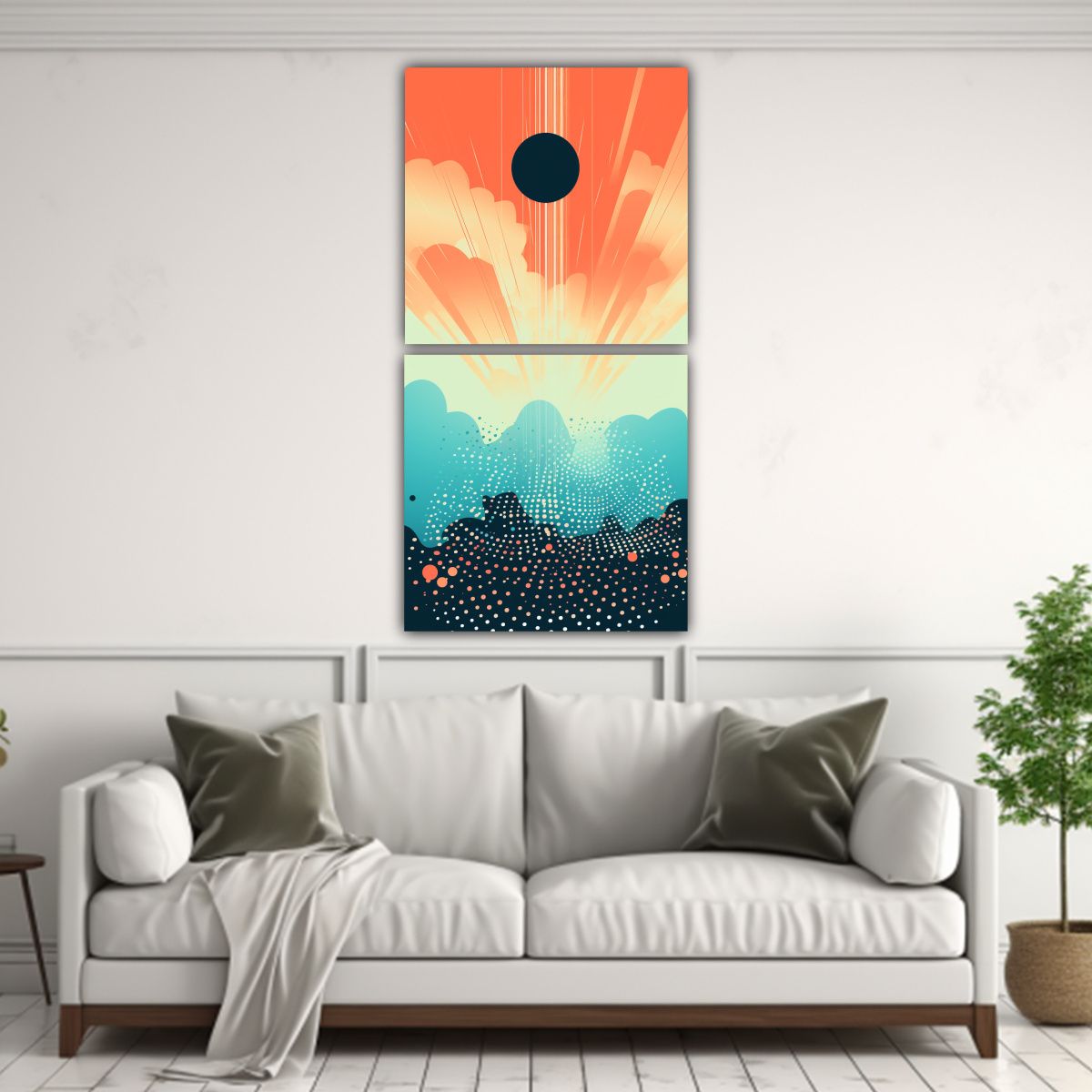 GENERICO - Pinturas Decorativas Con Líneas Interiores Retro 80x160 Cm