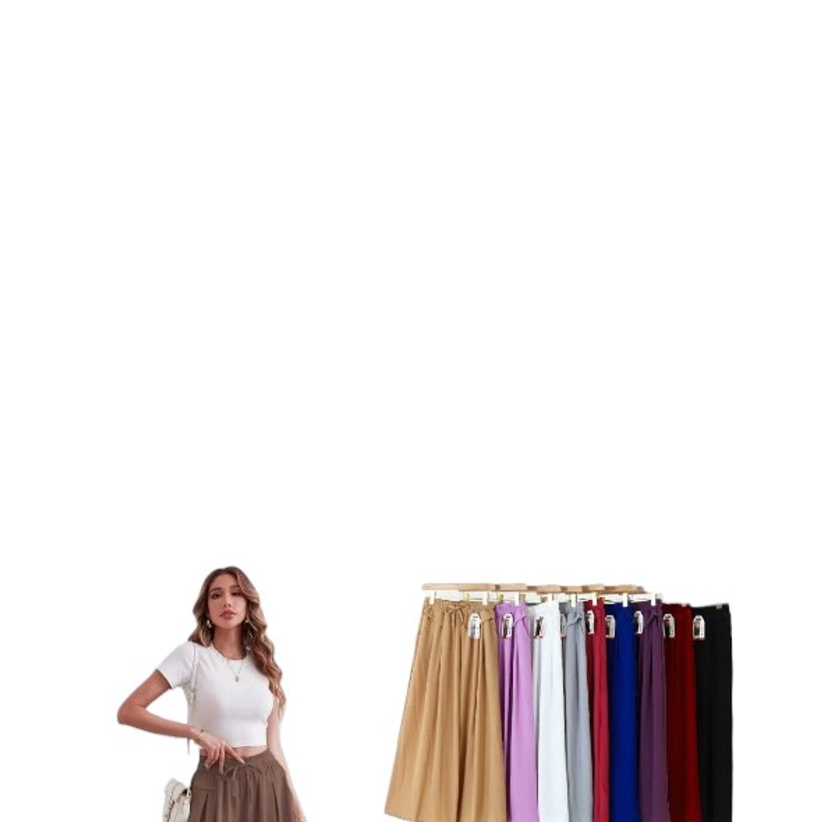 AGW - Pack 3 Pantalones Mujer Estilo Ancho Colores Surtidos