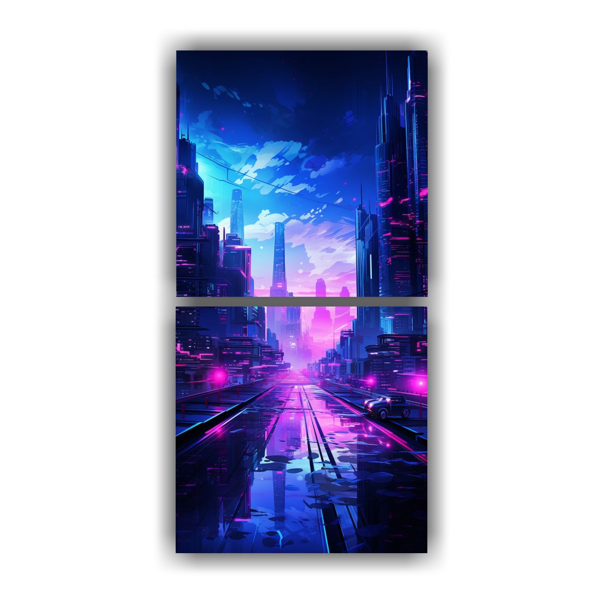 GENERICO - Pinturas Decorativas Abstractas En Azules 80x160 Cm