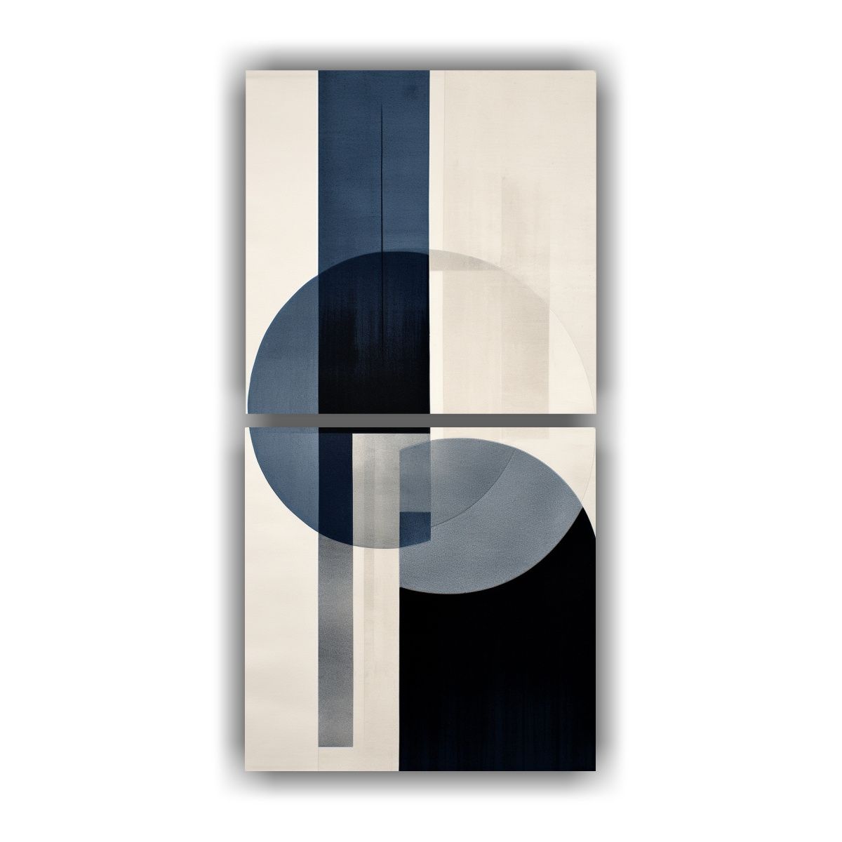 GENERICO - Pintura Abstracta Azul Y Gris En Lienzo Blanco 80x160 Cm