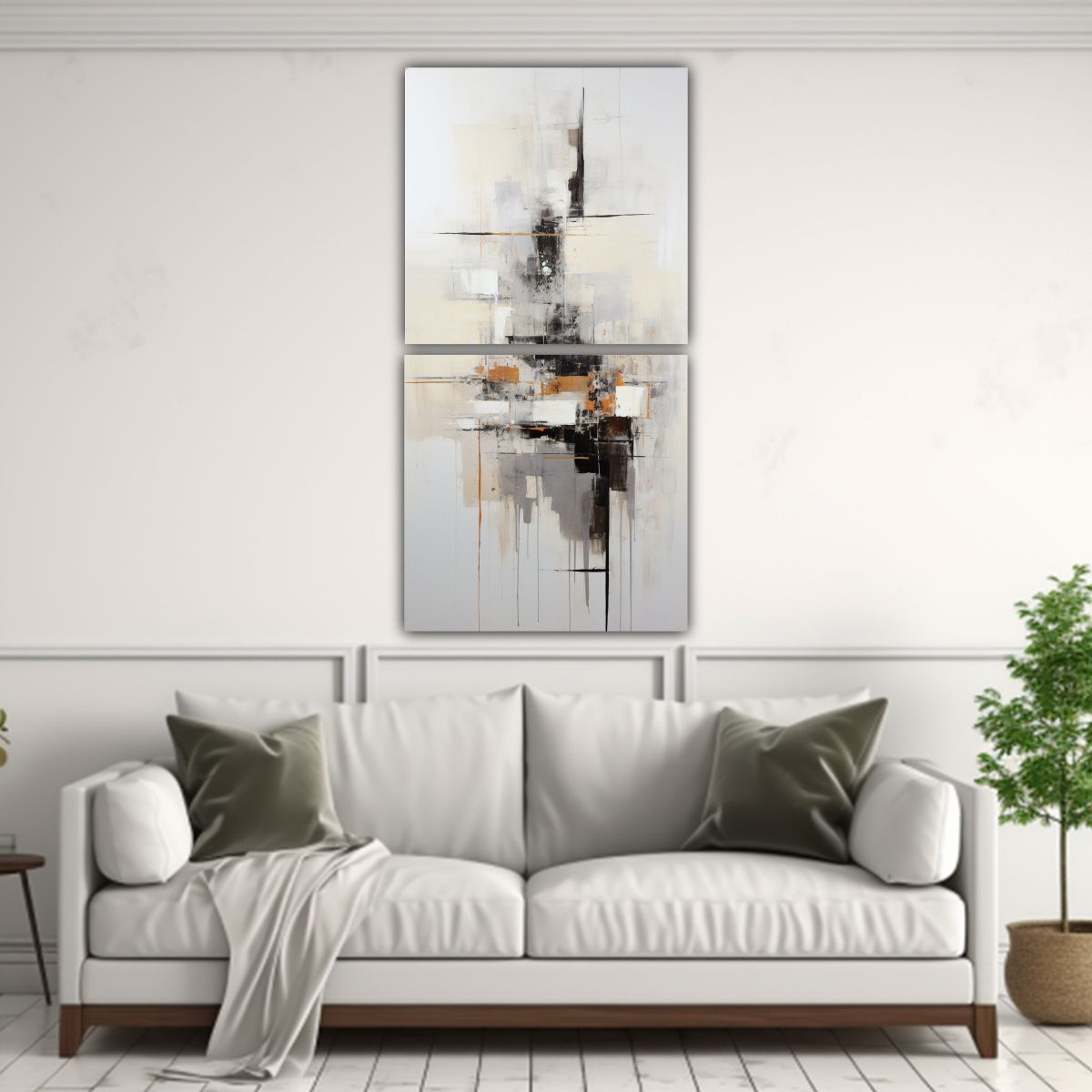 GENERICO - Pintura Abstracta De Barco En Blanco Y Negro En 80x160 Cm