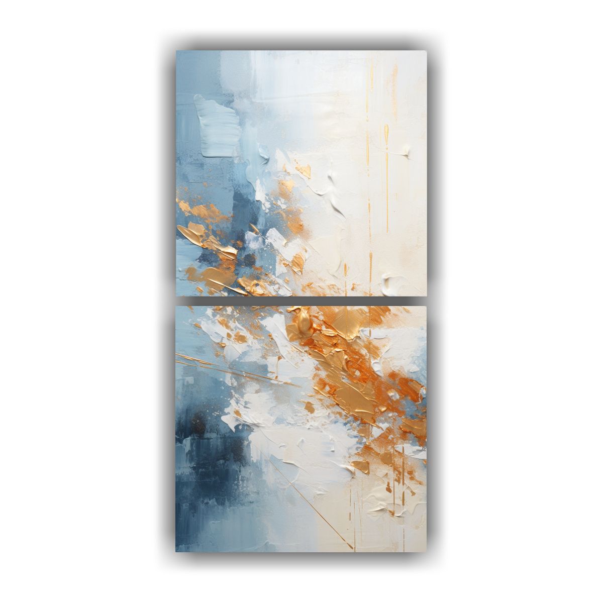 GENERICO - Cuadros Decorativos Abstractos Blanco Y Dorado 70x140 Cm