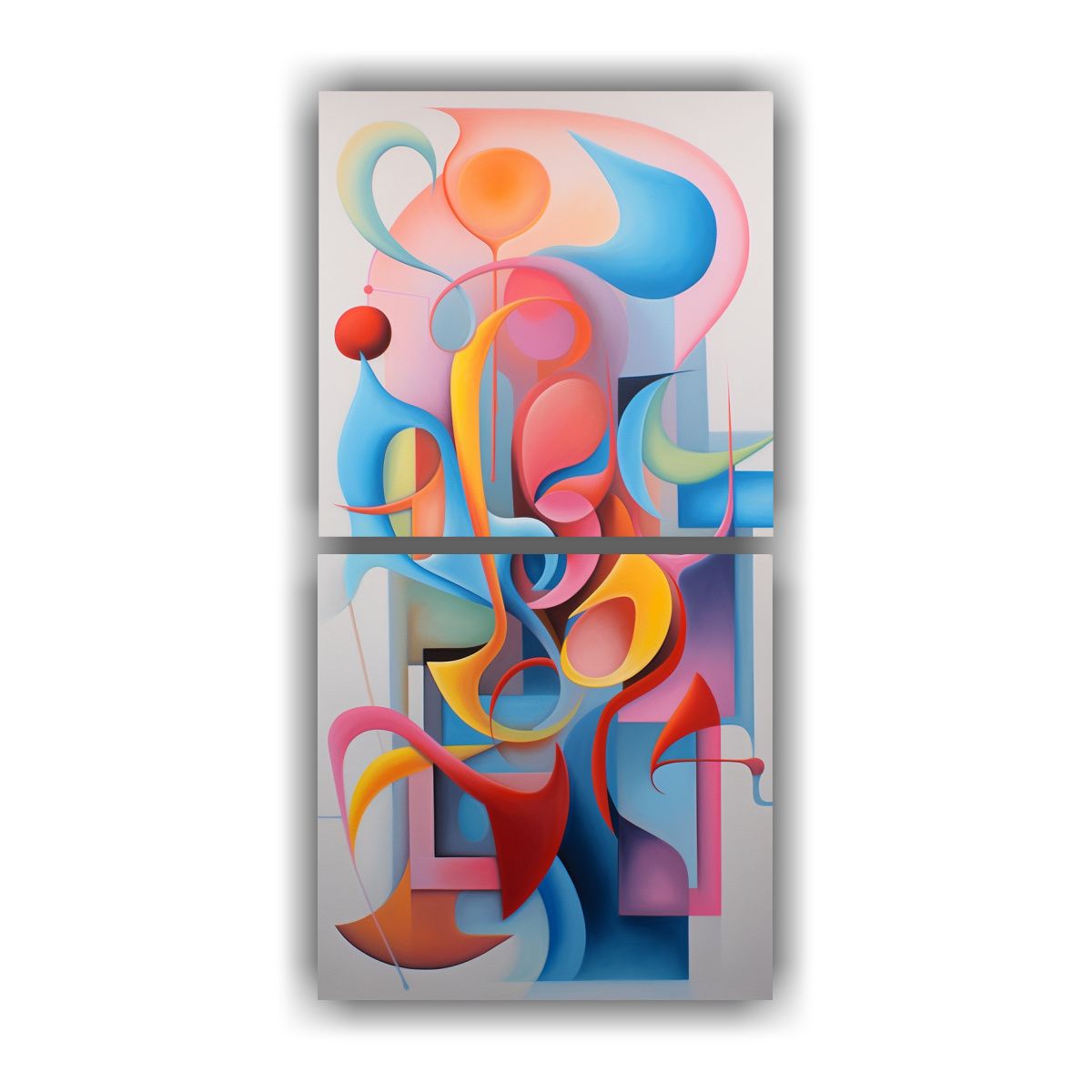 GENERICO - Diptico Vitalidad Cuadro Abstracto Colores Pastel 70x140 Cm