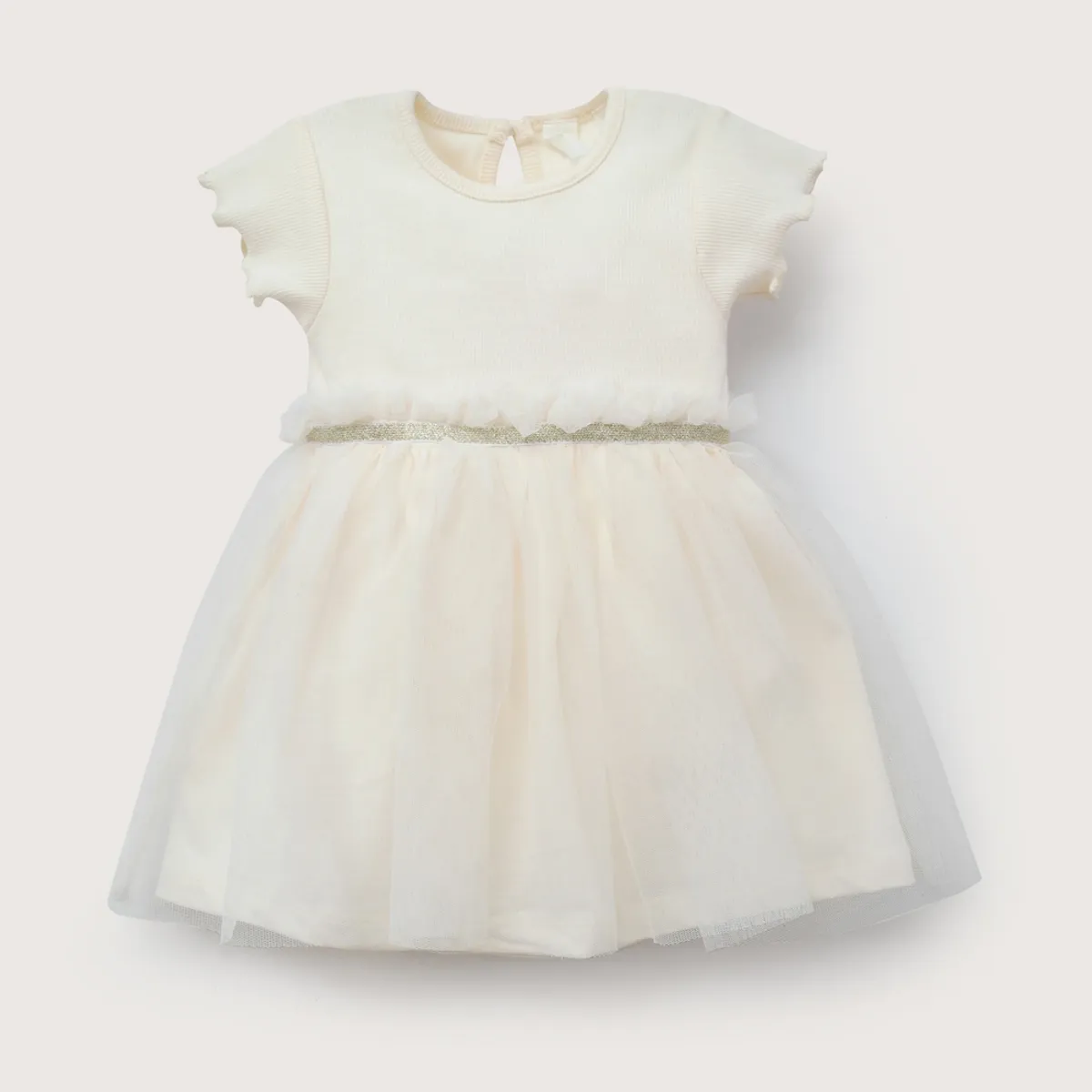 OPALINE - Vestido beige con tull de bebé niña