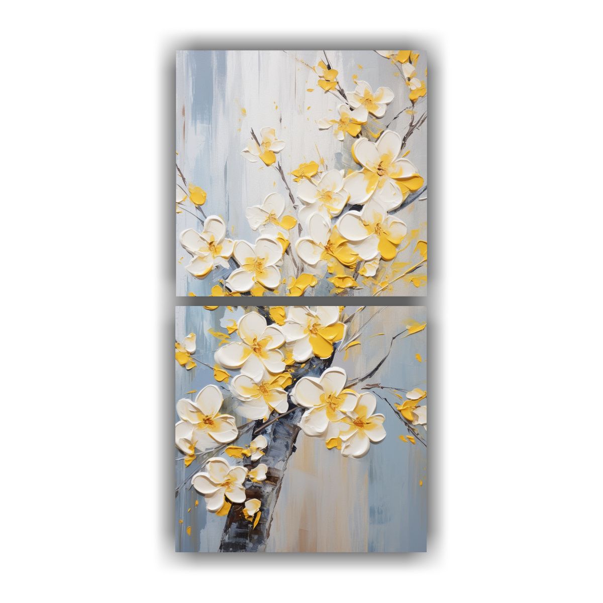 GENERICO - Pintura En Lienzo Abstracta De Cerezos Amarillos 70x140 Cm