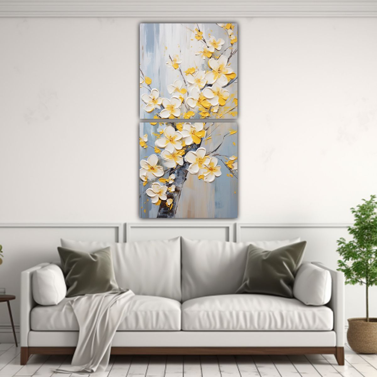 GENERICO - Pintura En Lienzo Abstracta De Cerezos Amarillos 70x140 Cm