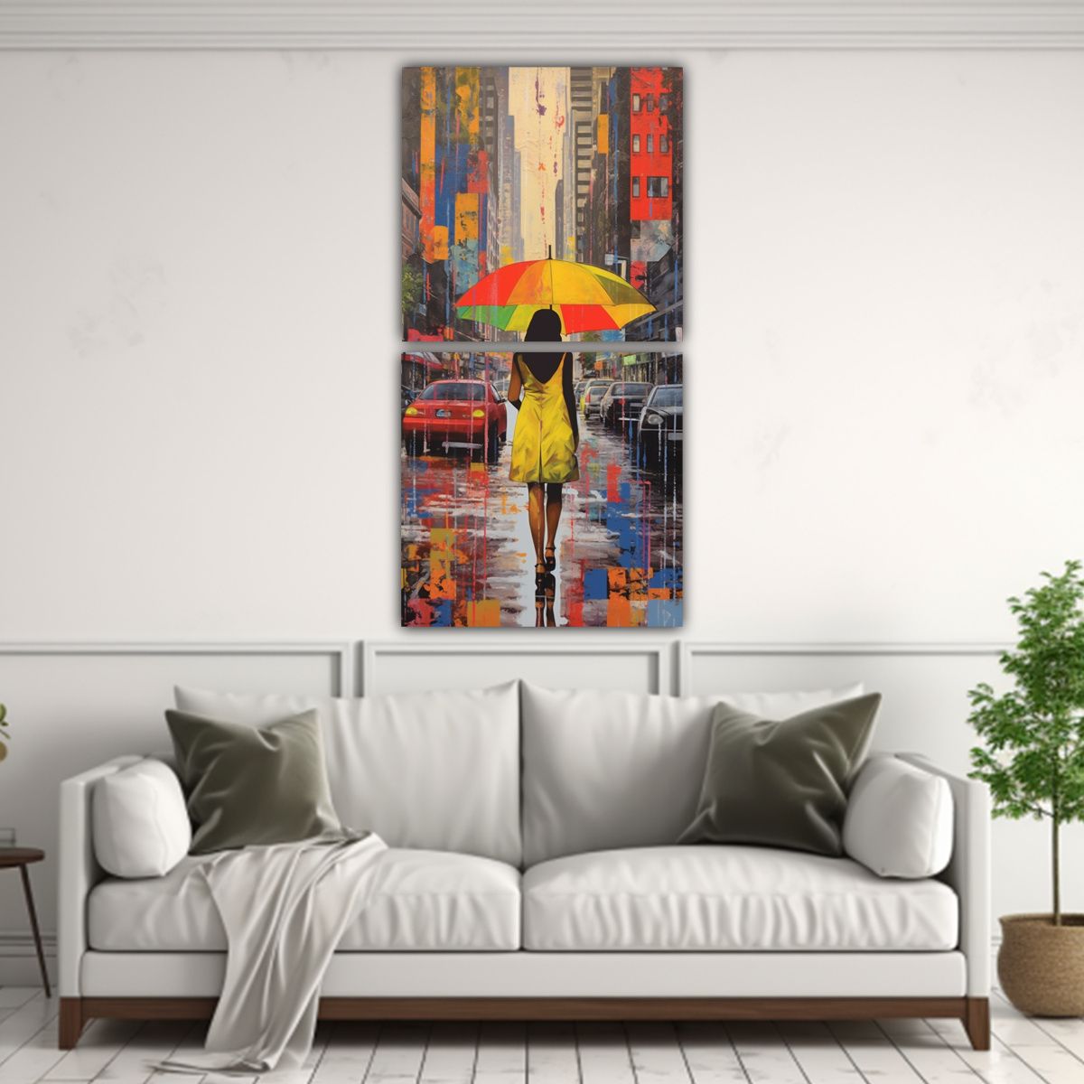 GENERICO - Pintura Decorativa De Diptico Forma Alegría 70x140 Cm