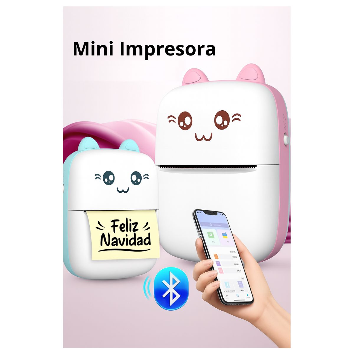 GENERICO - Mini Impresora De Etiquetas Y Fotos 58mm Bluetooth Portátil