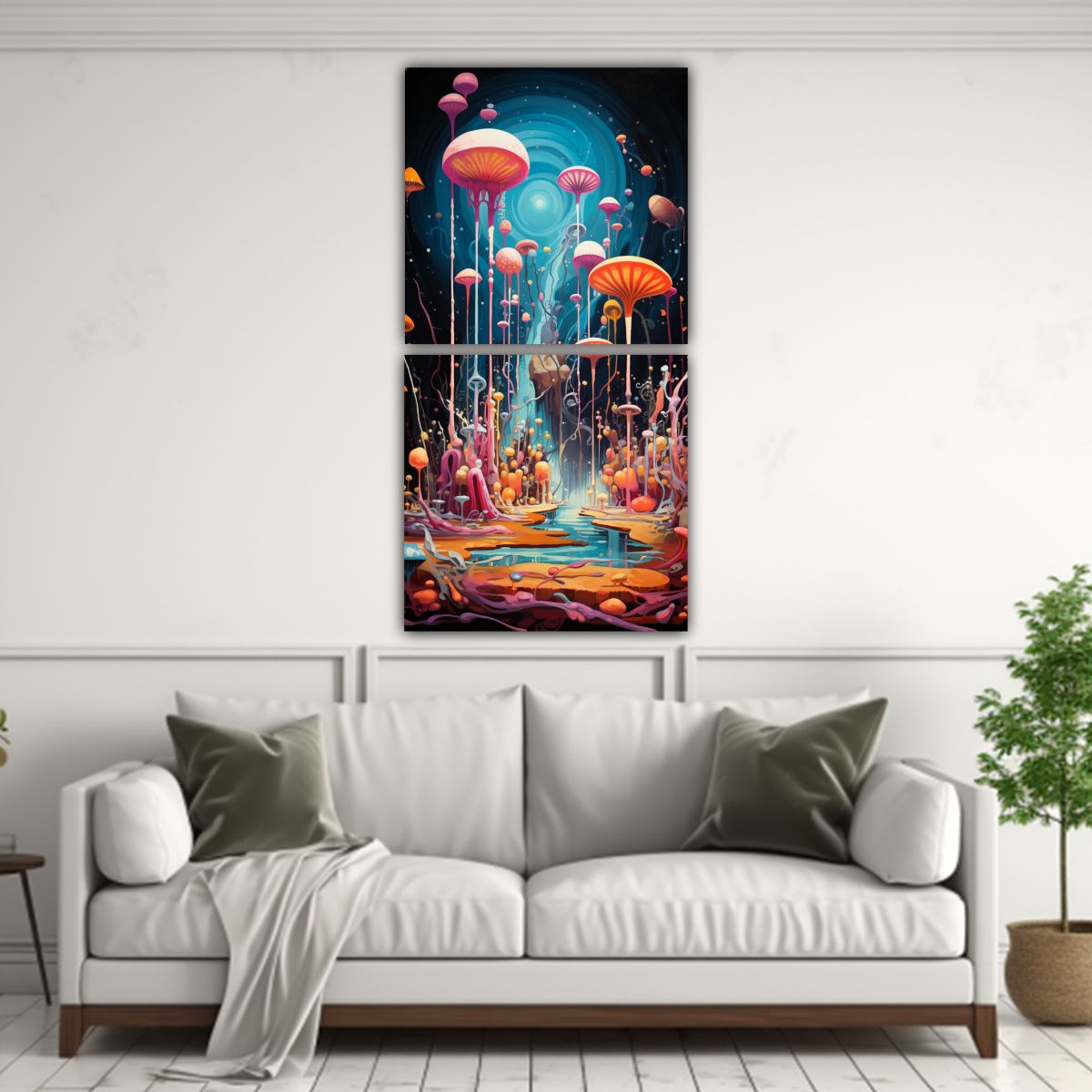 GENERICO - Conjunto 2 Cuadros Lienzo Diseño Riqueza Visual 80x160 Cm