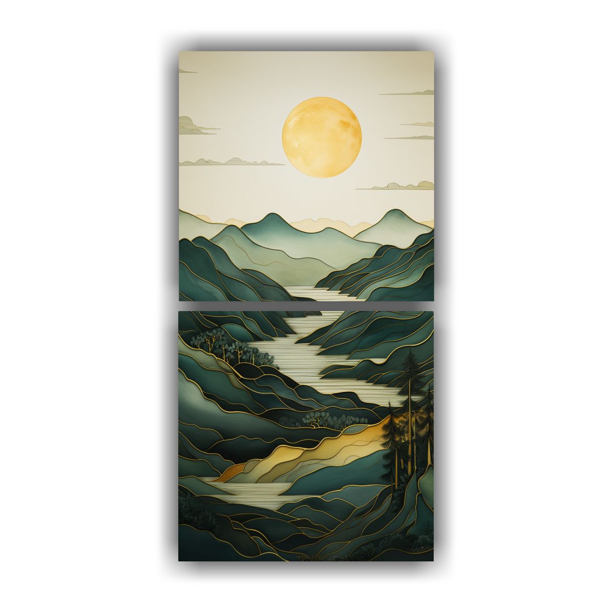 GENERICO - Paisajes Surrealistas Minimalistas De Montañas 80x160 Cm