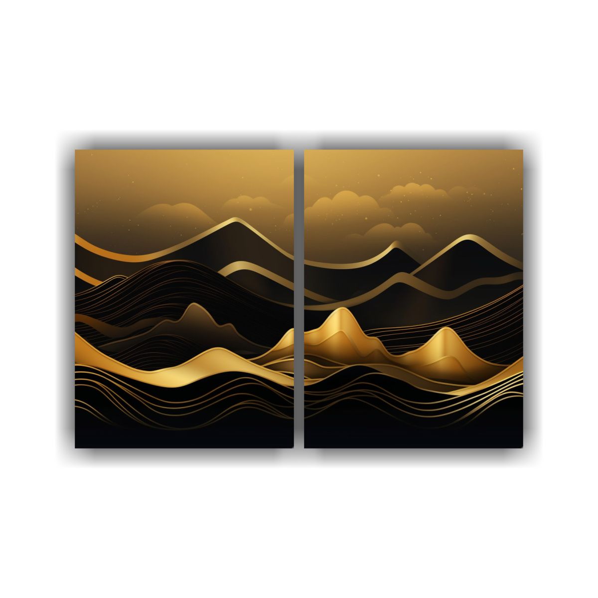 GENERICO - Diseño Mural Montaña Dorada Con Arte De Paisaje 160x120 Cm