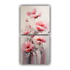 GENERICO - Cuadro Dibujo Habitación Con Flores Rosadas 70x140 Cm