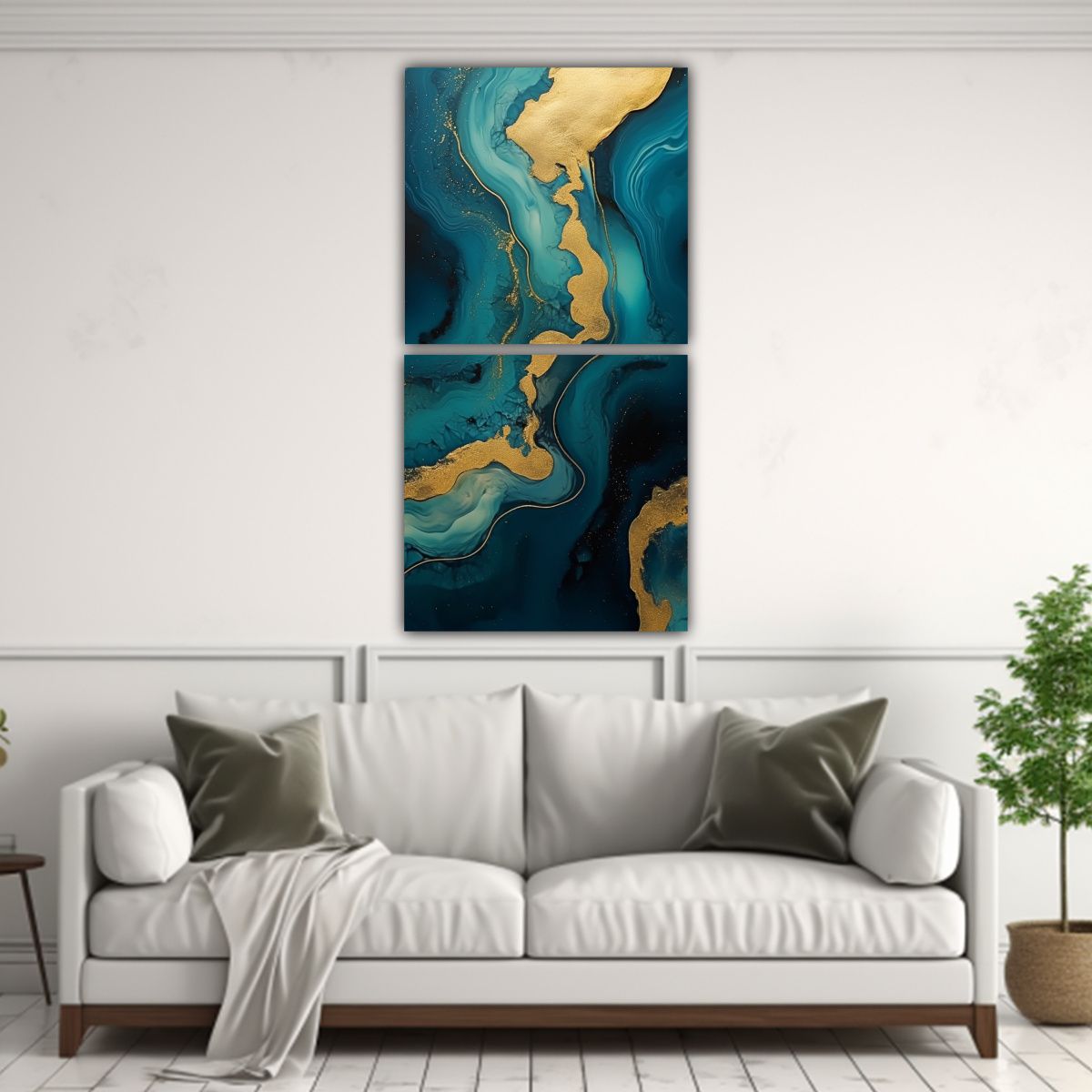 GENERICO - Cuadros Vanguardia Elegante Con Tonos Azules 70x140 Cm